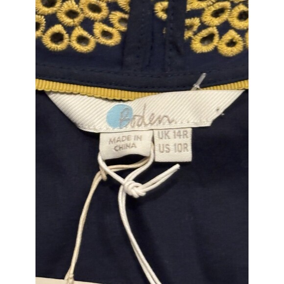 Boden Bronwen Broderie Embroidered Midi Dress in Navy and Yellow Size US 10R NWT - Picture 8 of 11